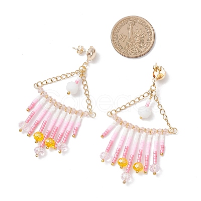 Triangle Glass Chandelier Earrings EJEW-MZ00523-01-1
