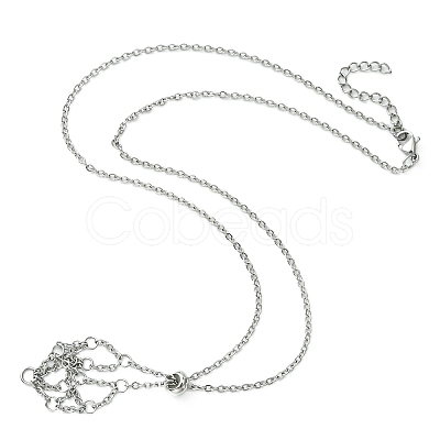 Tarnish Resistant 304 Stainless Steel Cable Chains Macrame Pouch Empty Stone Holder for Pendant Necklaces Making NJEW-TA00086-01-1