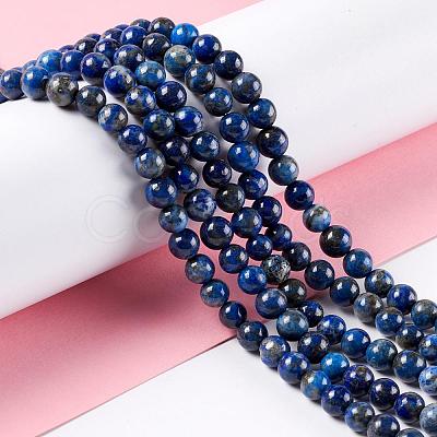 Natural Lapis Lazuli Round Bead Strands X-G-E262-01-6mm-1