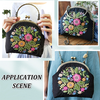 DIY Ethnic Style Flower Pattern Embroidery Crossbody Bags Kits DIY-WH0292-87A-1