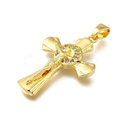 Brass Micro Pave Clear Cubic Zirconia Pendants ZIRC-I070-119G-1
