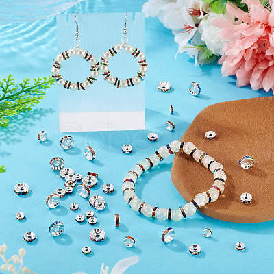 300Pcs 3 Styles Rondelle Brass Rhinestone Spacer Beads RB-TA0001-33P-1