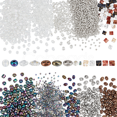 137G 9 Styles Colours Luster Czech Glass Seed Beads SEED-WR0001-04-1