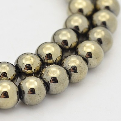 Round Non-magnetic Synthetic Hematite Beads Strands G-D617-6mm-26-1