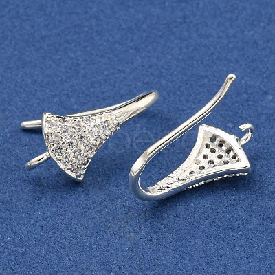 Brass Micro Pave Clear Cubic Zirconia Earring Hooks KK-R149-22S-1
