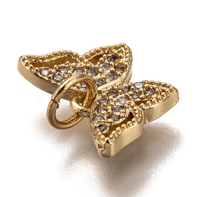 Brass Micro Pave Clear Cubic Zirconia Charms ZIRC-B002-47-1