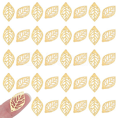 200Pcs Leaf Iron Pendants KK-HY0004-24-1