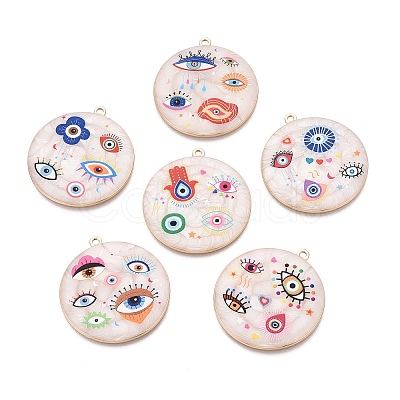 Printed Alloy Enamel Pendants ENAM-N071-12G-1