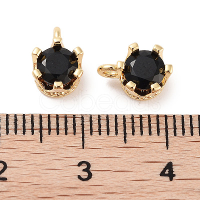 Brass Micro Pave Cubic Zirconia Charms KK-C051-39G-05-1