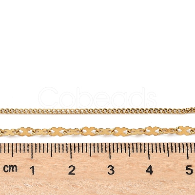 304 Stainless Steel 8 Shaped Link Chain Double Layered Necklaces for Women NJEW-U050-02D-G-1
