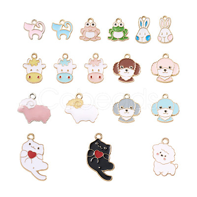 72Pcs 18 Style Alloy Enamel Pendants ENAM-CW0001-10-1