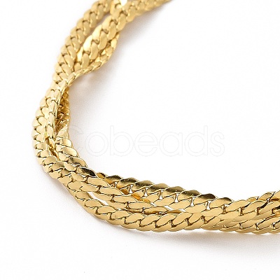 304 Stainless Steel Braided Cuban Link Chain Bracelet for Women BJEW-P286-03G-1