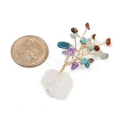 Natural Mixed Gemstone Chips Tree of Life Display Decorations AJEW-JD00015-01-1