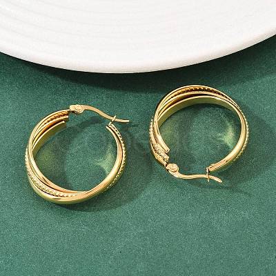 304 Stainless Steel Triple Twist Ring Stud Earrings EJEW-P324-08G-1