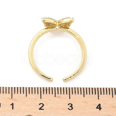 Adjustable Brass Micro Pave Clear Cubic Zirconia Cuff Rings RJEW-G096-42G-1