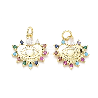 Brass Micro Pave Colorful Cubic Zirconia Pendants KK-K428-07G-1