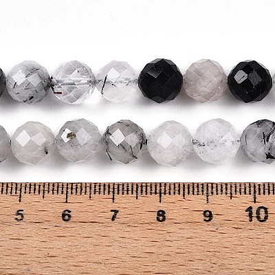 Natural Tourmalinated Quartz Beads Strands G-S345-10mm-30-1