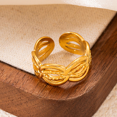 201 Stainless Steel Oval Link Chain Cuff Rings FS-WG16057-07-1