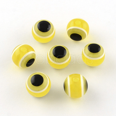 Round Evil Eye Resin Beads LS-RESI-R159-6mm-12-1
