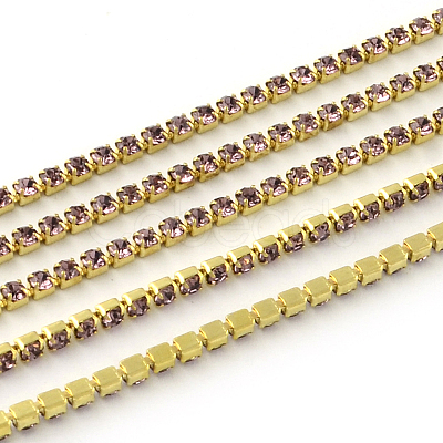 Nickel Free Raw(Unplated) Brass Rhinestone Strass Chains CHC-R119-S6-12C-1-1