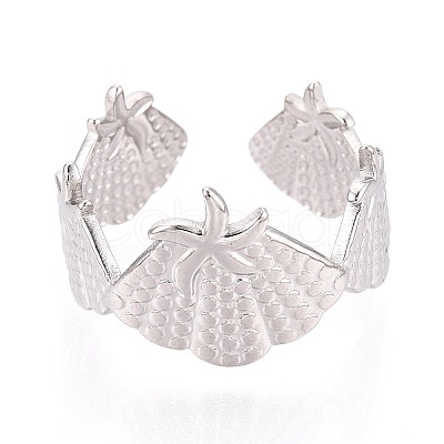 Adjustable 304 Stainless Steel Cuff Rings for Women RJEW-N052-01P-1
