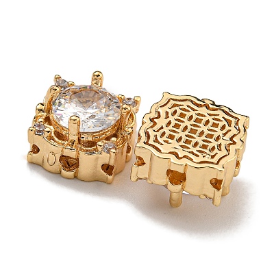 Brass Micro Pave Cubic Zirconia Beads KK-U037-05G-02-1