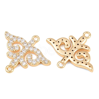 Brass Micro Pave Clear Cubic Zirconia Connector Charms CU-CBA7BFE-03D-G-1