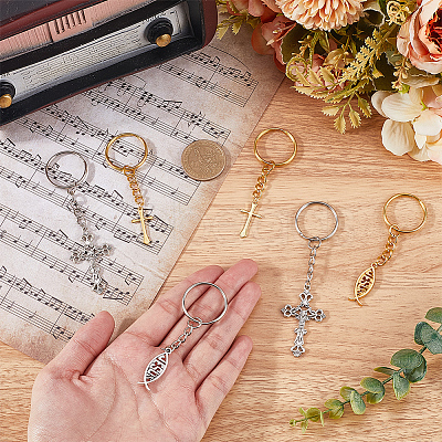 1Set Brass & Tibetan Style Alloy Keychain KEYC-CP0001-31-1