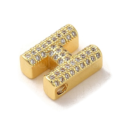 Brass Micro Pave Clear Cubic Zirconia Charms ZIRC-C009-01G-H-1