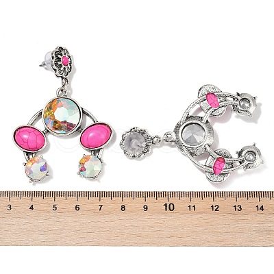 Alloy Synthetic Turquoise Dangle Stud Earrings EJEW-U053-08AS-1