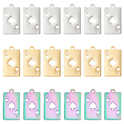 18Pcs 3 Color 201 Stainless Steel Pendants STAS-DC0005-49-1