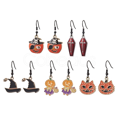 Halloween Alloy Enamel Dangle Earrings EJEW-JE06063-1
