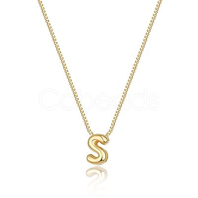 Brass Initial Pendant Box Chain Necklaces for Women FS-WG5C822-19-1