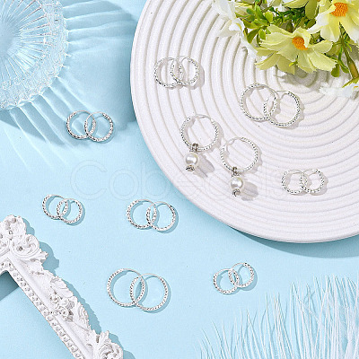 24Pcs 3 Styles Brass Textured Hoop Earrings EJEW-SC0010-89S-1