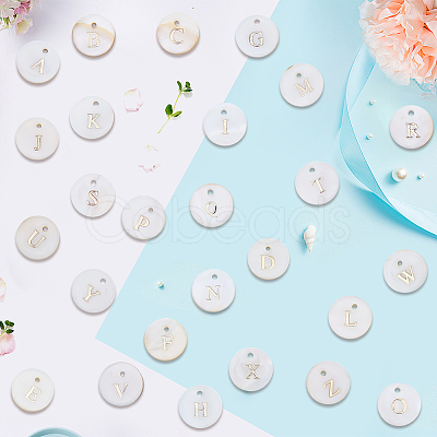 104Pcs 26 Styles Natural Freshwater Shell Pendants SSHEL-SC0001-52-1