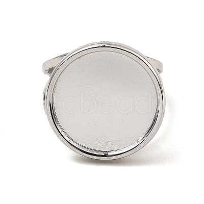 Non-Tarnish 304 Stainless Steel Open Cuff Pad Ring Settings RJEW-Z018-41P-1