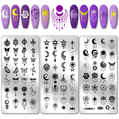 Stainless Steel DIY Nail Art Templates MRMJ-WH0092-097-1