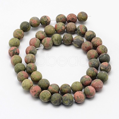 Natural Unakite Beads Strands G-D683-8mm-1