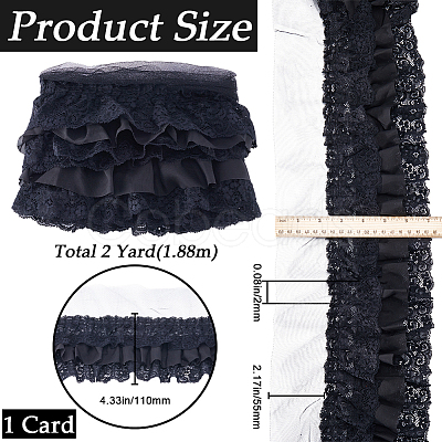 2 Yards 3 Layer Pleated Chiffon Lace Trim OCOR-GF0003-32-1