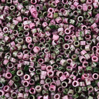 Opaque Picasso Cylinder Glass Beads SEED-Q039-06A-08-1