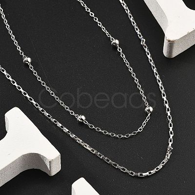 Brass Double Layer Necklaces NJEW-D302-54P-1