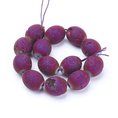 Electroplated Natural Druzy Geode Agate Bead Strands G-P251-A01-1