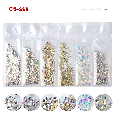 Glass Rhinestone Flat Back Cabochons MRMJ-T009-034C-SS8-1