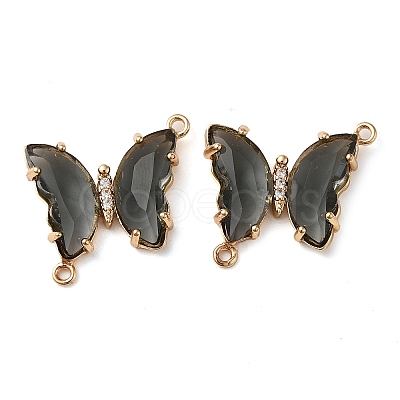 Brass Pave Faceted Glass Connector Charms FIND-Z020-04V-1