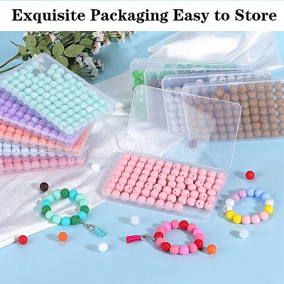 80Pcs Round Silicone Focal Beads SIL-SZ0001-24-40-1