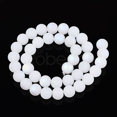 Frosted Imitation Jade Glass Beads Strands GLAA-T032-J10mm-MBB01-1