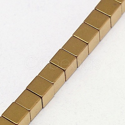 Electroplate Non-magnetic Synthetic Hematite Beads Strands G-J170A-4x4mm-07-1