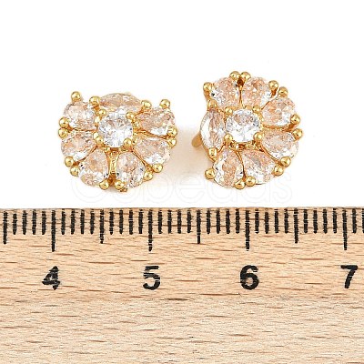 Flower Brass Micro Pave Cubic Zirconia Multi-Strand Links KK-Z122-07G-1