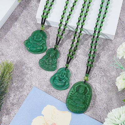 4Pcs 4 Styles Glass Pendant Necklaces NJEW-OC0001-04A-1