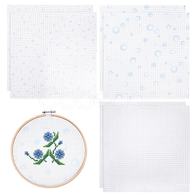 6Pcs 3 Colors 11CT Cross Stitch Fabric Sheets AJEW-PH0006-56-1